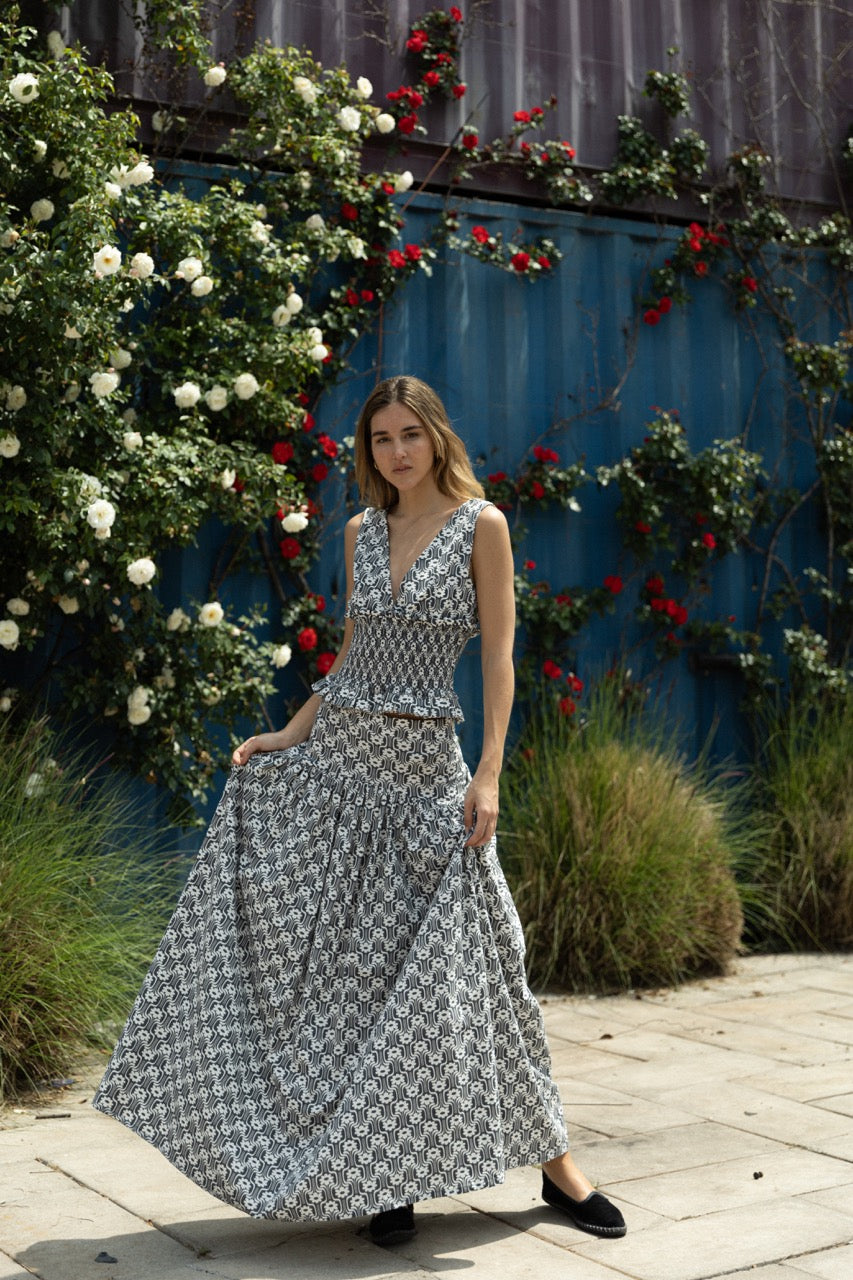 Falda Biarritz flor retro