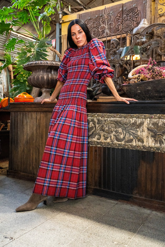 Vestido Largo Panal Tartan