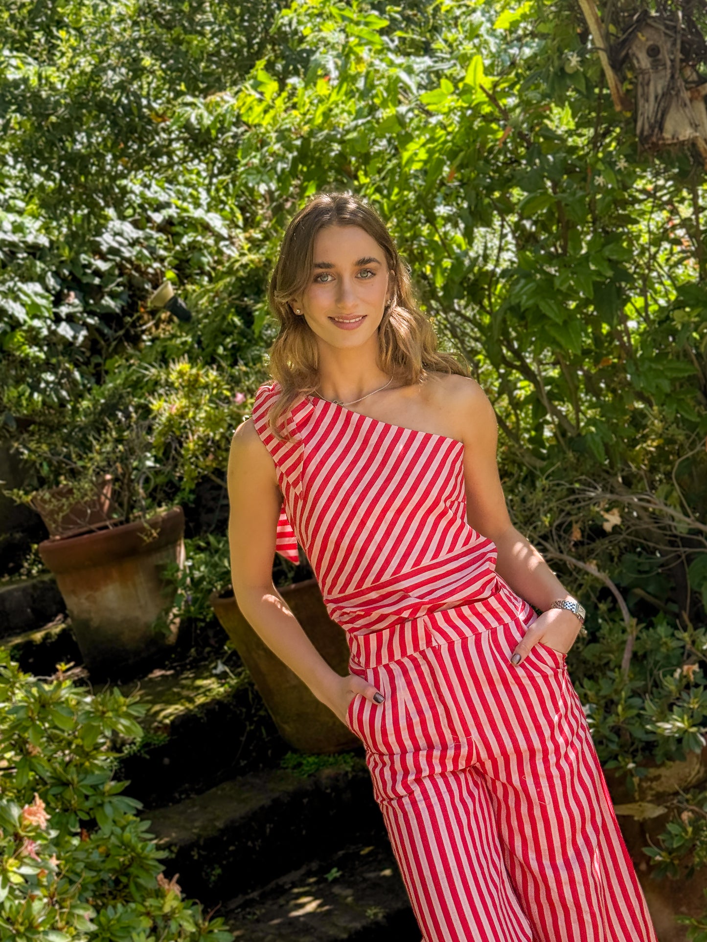 Top asimétrico lino Moro