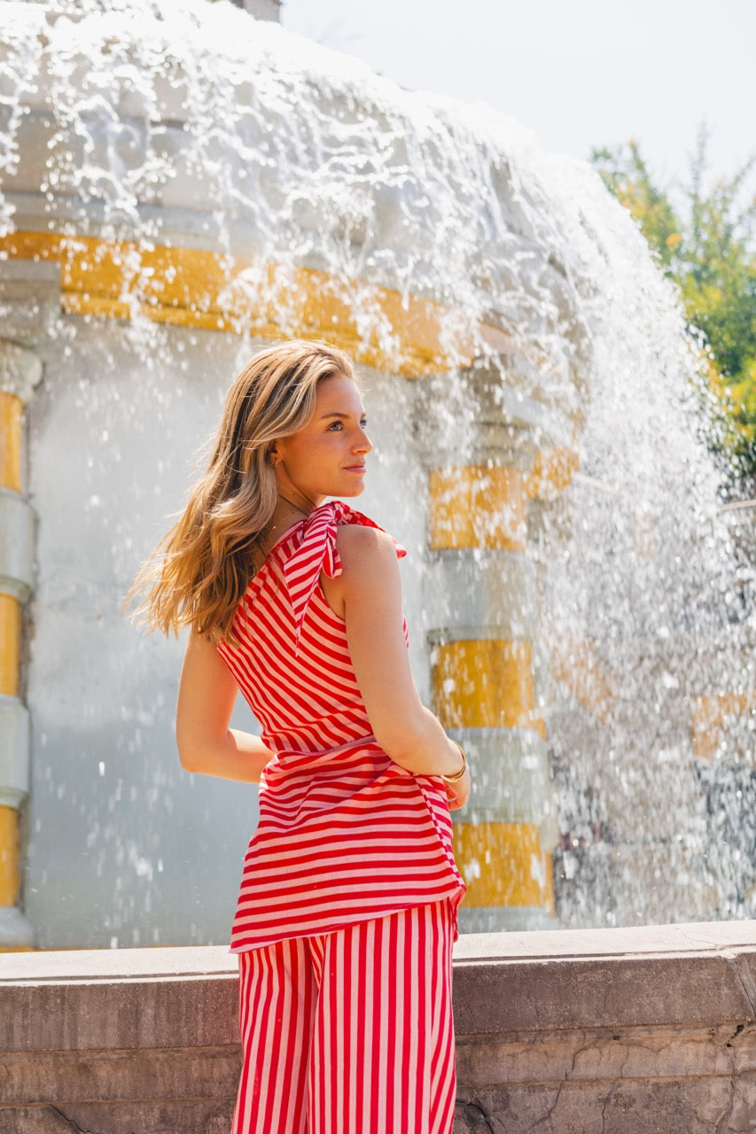 Top asimétrico lino Moro