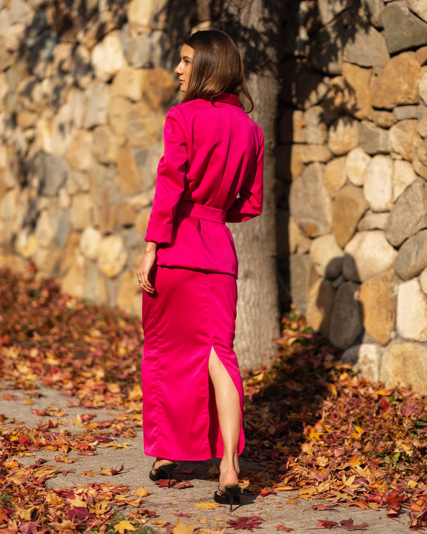 Almería Belted Jacket Berry